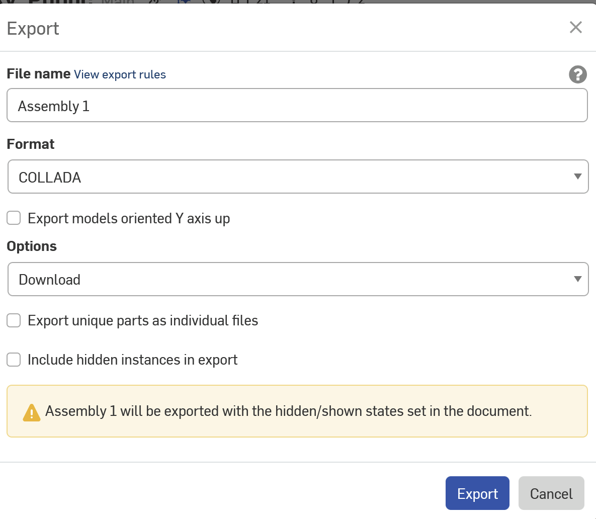 Alternate OnShape Export