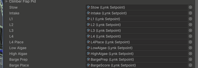 Setpoints in Inspector